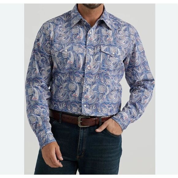 Wrangler 20X Advanced Comfort Long Sleeve Shirt Pearl Snap Men’s Medium - Picture 1 of 9